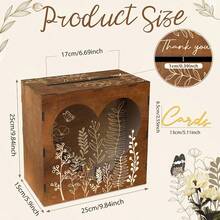 Wooden Wedding Card Box, Solid Wood With Slots, Gift Card Storage Box, Cross-Border Wedding Party Decoration Wooden Box - 1PC - View 6