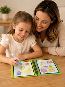 1pc Fruit Cartoon Magic Water Painting Book, Reusable Water Doodle Book With Water Pen, Mess-Free Preschool Early Education Toy Gift, Suitable For Children - Multicolor - View 5