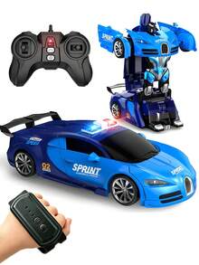 1pc One-Touch Transforming Robot Car Toy, Gesture Remote Control Car, Hand-Controlled Stunt Car, Smooth Transformation, Demo Mode, 360° Rotation Drift, Transforming Robot Car, Easy To Use, 2.4GHZ, With LED Lights, 2-In-1 Electric Racing Car Toy, Police Electric Remote Control Transforming Car For Boys, High-Speed Remote Control Car Robot - Multicolor - View 11