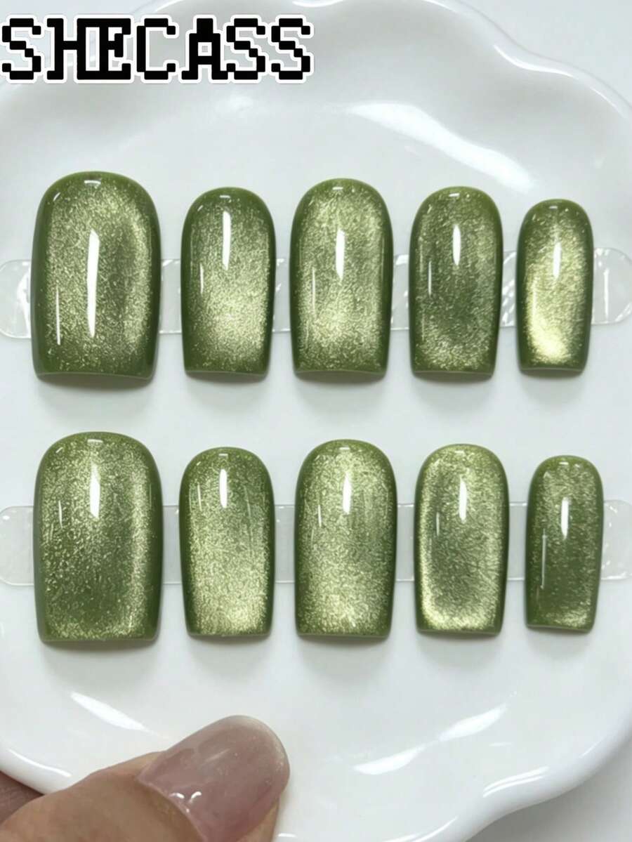 Shecass 10片手工穿戴甲 短甲款 適合夏季度假、畢業派對 - 彩色 - 查看 1