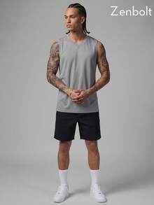 Zenbolt Men's Basic V-Neck Sleeveless Tank, Minimalist Plain Design With Clean Edges, Slim Regular Fit For Daily Wear And Casual Styling - Grey - View 4