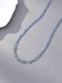1 buah Kalung Manik-Manik Dekoratif Minimalis Warna Jelly untuk Wanita - Biru-N1292 - View 2