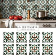24PCS Peel And Stick PVC Tile Stickers, Different Style Patterns, Waterproof, Oil-Proof, Stain-Resistant, Removable, No Residue, Suitable For Living Room, Kitchen, Bathroom, Toilet, Home Wall Decoration Renovation, DIY, Matte Texture, Size 10/15/20CM - FHZ-05 - View 2