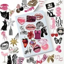 50pcs/Pack Y2K Style Personalized Pink & Black Retro Stickers, European & American Vintage Leopard Print Lips Disco Ball Cherry Element Decals, Millennium Personalized Decorative Stickers, Suitable For Decorating Water Bottles, Laptops, Luggage, Phone Cases, Scrapbooking Materials - Y2K Spice - View 3