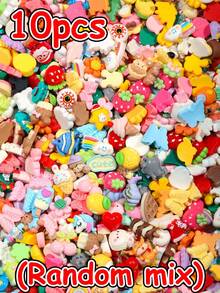 10/20/30/40/50/100/150/200/500pcs Random Resin Accessories Set[Without Ring Pin Style], Creative Cute Sweet Fresh Girl Cartoon DIY Decoration Jewelry Accessories, Multiple Colors, Styles, Designs, More Quantity More Variety, Can Be Used As Keychain, Necklace, Bracelet, Dust Plug Pendant Charms, Back To School Season Party Favors, Great Small Gift - Multi-color [Nail-free] - View 9