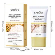 1 pieza Protector solar hidratante de ceramida de arroz, SPF50+PA++++, loción aislante sin aceite, hidratante y iluminador, reparación de la barrera cutánea, resistente al agua y protección UV, primer protector solar, 50g, adecuado para uso diario al aire libre - Amarillo - Ver 10