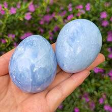 1pc Blue Angel Stone Crystal Egg, Perfect For Geology Enthusiasts, Projects And Mineral Specimens. It's A Unique Home Decor Piece And A Great Gift For Crystal Collectors. Its Bohemian Style And Unique Texture Make It An Ideal Choice - Blue - View 6