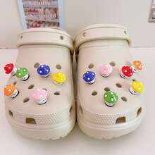 12pcs Cute 3D Mushroom Character Shoe Charms, DIY Shoe Accessories, Multi-Functional Shoe Clips For Garden Shoes, Sandals, Slippers, Beach Bags, Perfect Birthday Party Gift - Multicolor - View 3
