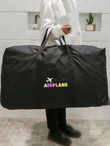 可折疊飛機圖案字母旅行包套組，中性收納包，便攜手提包，大容量收納袋，多功能旅行配件，旅行盥洗包，化妝包，行李包，搬家收納袋，適合宿舍、租屋公寓、學校宿舍，防潮防塵，可收納衣物與床上用品，適合返校季、旅行、出差及居家日常收納，完美適合返校季、假期與宿舍生活 - 彩色 - 查看 9