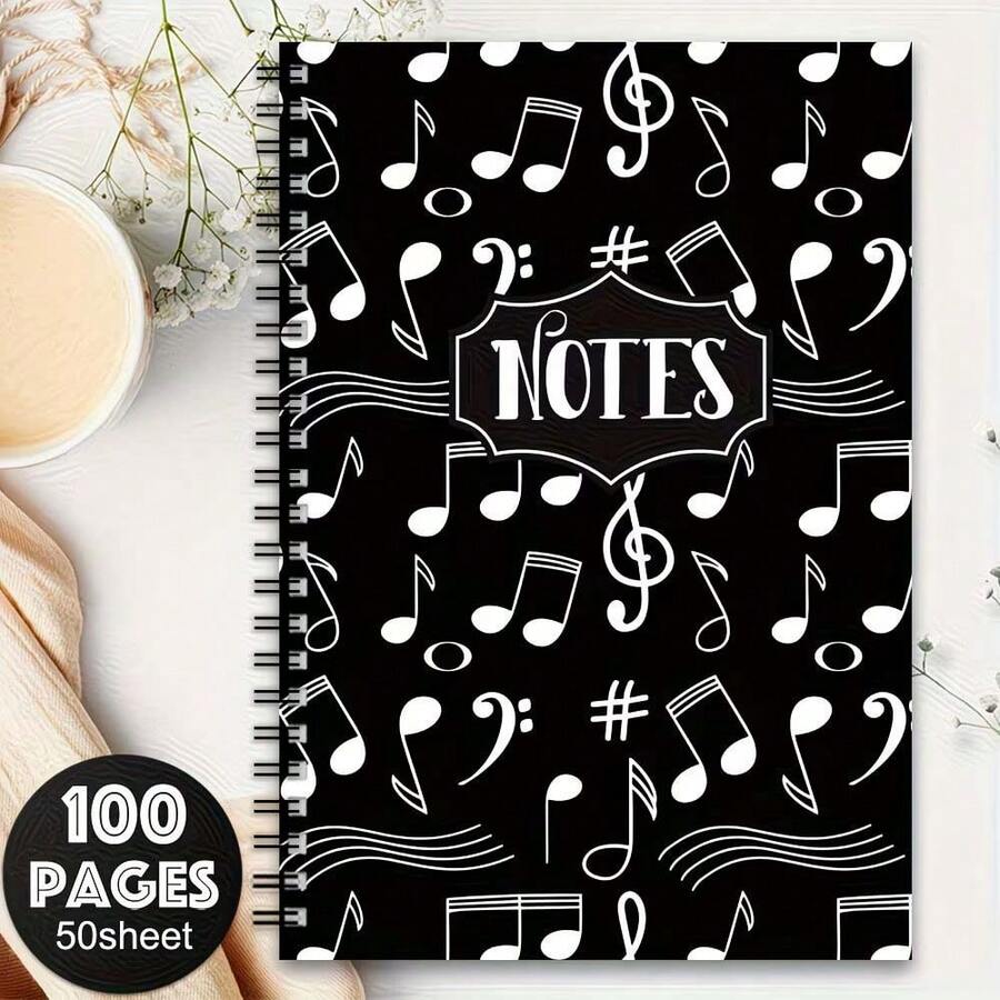 1 Notebook - Vintage Music Magazine, Spiral Bound, Composer Notebook, Teacher Gift, Musician Diary - Suitable For College, Office, Home - Elegant Employee Cover - Ideal Birthday School Supplies - D - View 1