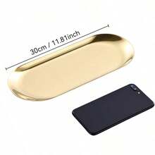 Creative Metal Oval Tray (Gold), Christmas Gold Serving Plate, Fruit Plate, Dessert Plate, Snack Plate, Salad Plate, Cake Plate, Suitable For Restaurant Kitchen, Dining Table, Kitchen, Christmas - Gold - View 15