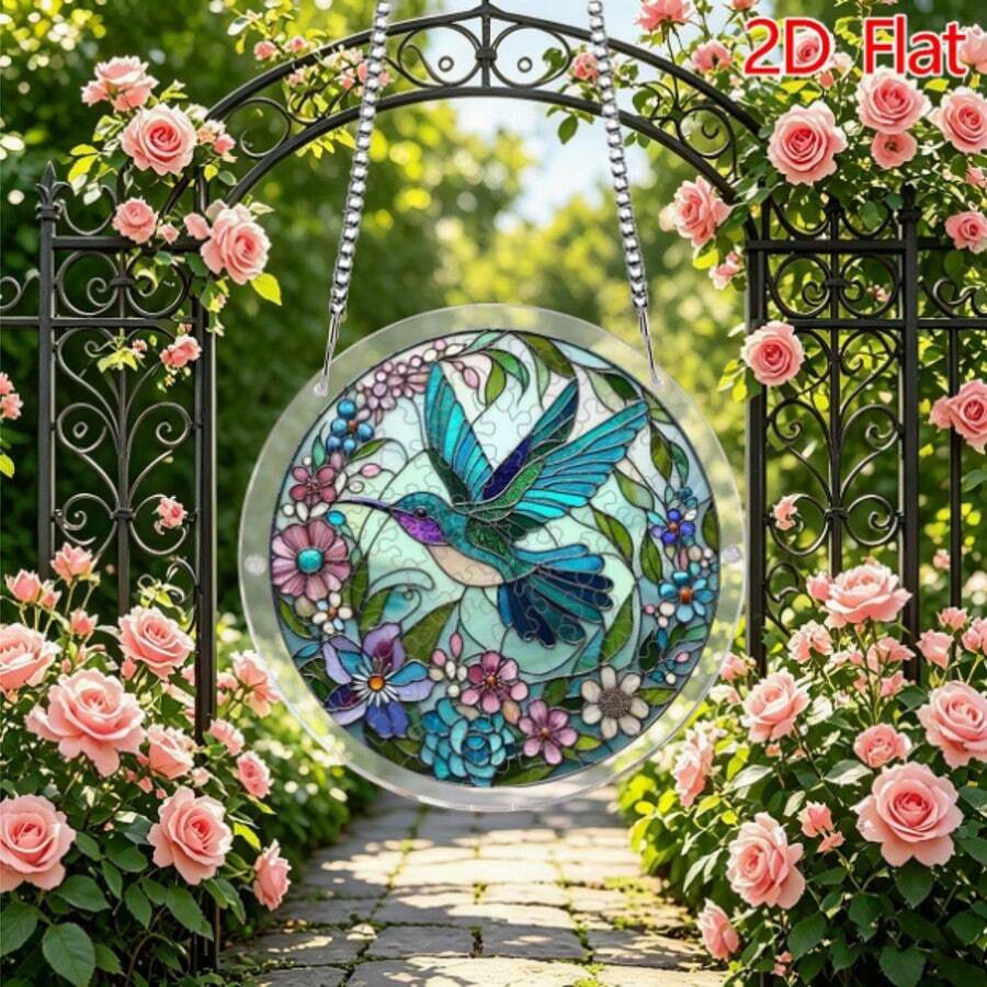 2D flaches Acryl-Puzzle Sonnenfänger 83 Teile, Elstern-Thema Sonnenfänger Puzzle, Heim- und Gartendekoration, geeignet als Geschenk zu Weihnachten, Thanksgiving, Valentinstag, Jahrestag, Geburtstag, Vatertag - C - Übersicht 1