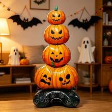 1pc Halloween 3D Pumpkin Foil Balloon With Stand Base, Suitable For Halloween Party, Haunted House, Photo Backdrop Decoration, No Electricity Required - Multicolor - View 2