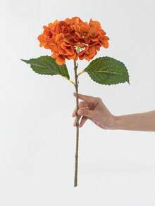 1/3pcs Champagne Embroidered Artificial Flower With Stem Plastic Hydrangea, Desktop Decor Flower, Suitable For Office, Party, Wedding, Faux Plant, Spring Summer Decoration, Garden Decor, Indoor Decoration, Mother's Day Father's Day Gift - Orange - View 4