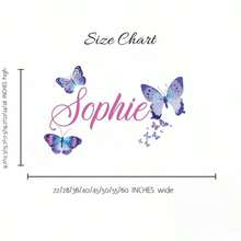 Calcomanía de pared personalizada con nombre y mariposa, pegatina de vinilo autoadhesiva personalizada para decoración del hogar y dormitorio (solo la pegatina) - Multicolor - Ver 4