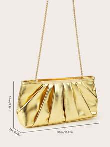 AIBBYDAR Women's Clutch Bag, Gold Fashion Elegant Pleated Bag, Gold Bag, Women's Handbag, Evening Bag, Portable Makeup Bag, Wallet, Business Commute, Crossbody Bag With Detachable Shoulder Strap, Wedding Season, Ball, Party, Holiday Gathering, Gift - Gold - View 9