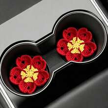 2 Stücke Auto-Zubehör Rosa/Rot/Gelb/Lila Auto-Becherhalter-Untersetzer Häkel-Becherhalter Handgefertigt Häkel-Strick Geeignet für Auto-Innenraum Platzierung Becherhalter Innen-Tisch-Untersetzer - A - Übersicht 3