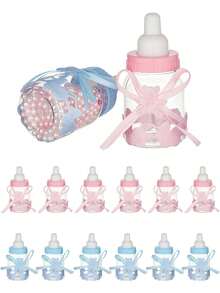 12/24Pcs Shower Party Small Gift Pink Blue Bottle Candy Box, Baby Gift Party Small Gift, Party Cake Table Decoration, Party Supplies - Multicolor - View 1