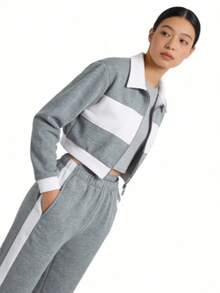 Three-Piece Sports Set With Jacket, Top And Pants - Grey - View 3