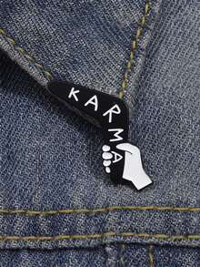 Silent Attitude Enamel Pin Series - Minimal Hand Gesture Meme Brooch Collection - Black - View 2