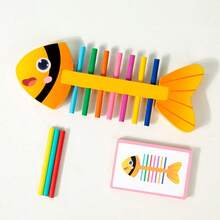 Color Matching Toy, Fish Bone Shaped Toy, Colorful Wooden Sticks To Enhance Memory, Develop Hands-On Ability, Hand-Eye Coordination, Strengthen Brain Development, Improve Color And Shape Recognition, Wooden Toy For Boys And Girls - Multicolor - View 7