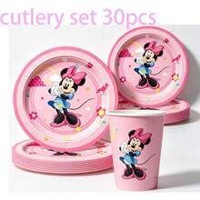 Pink Min.Nie Birthday Party Supplies Set, Happy Birthday Banner, Plates, Cutlery, Suitable For Theme Party Decoration Set - Multicolor - View 9