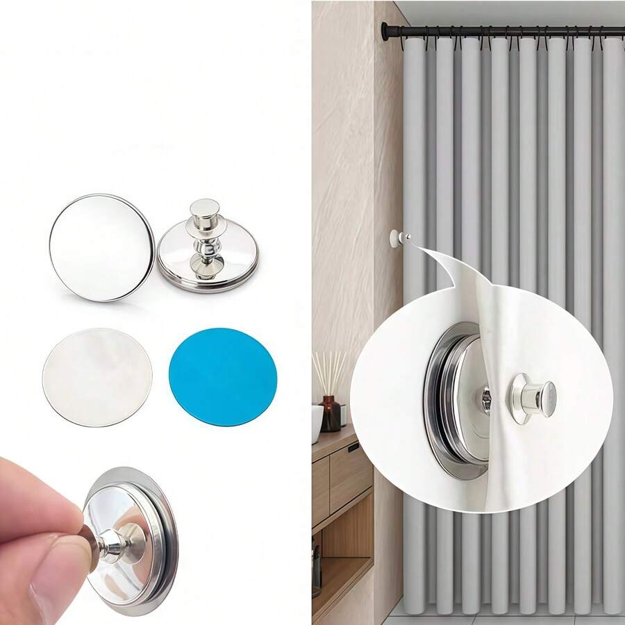 12/4pcs Magnetic Curtain Clips - Light-Blocking & Wind-Proof, Suitable For Fixing Curtains Or Shower Curtains To The Wall, Magnetic Shower Curtain Clips Prevent Water Leakage, Bathroom Curtain Clips, Light-Blocking Clips, Anti-Flutter Clips, Gap-Sealing Magnetic Clips, No Tools Required, No Drilling, Reusable - Multicolor - View 1
