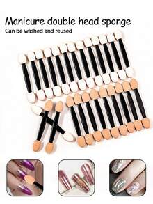 100/50/2 piezas Pinceles de esponja para arte de uñas de doble extremo/Pinceles de arte de uñas degradado, Pinceles de sombra de ojos desechables de doble extremo, Adecuados para herramientas de maquillaje de ojos y herramientas de arte de uñas - Multicolor - Ver 2