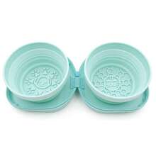 Pet Dog Travel Silicone Double Bowl, 2-In-1 Foldable Silicone Dog Bowl, Portable Easy-To-Clean Pet Feeding Device, Suitable For Travel, Outdoor Use, Pet Boarding, Training Feeding And Drinking - Multicolor - View 12