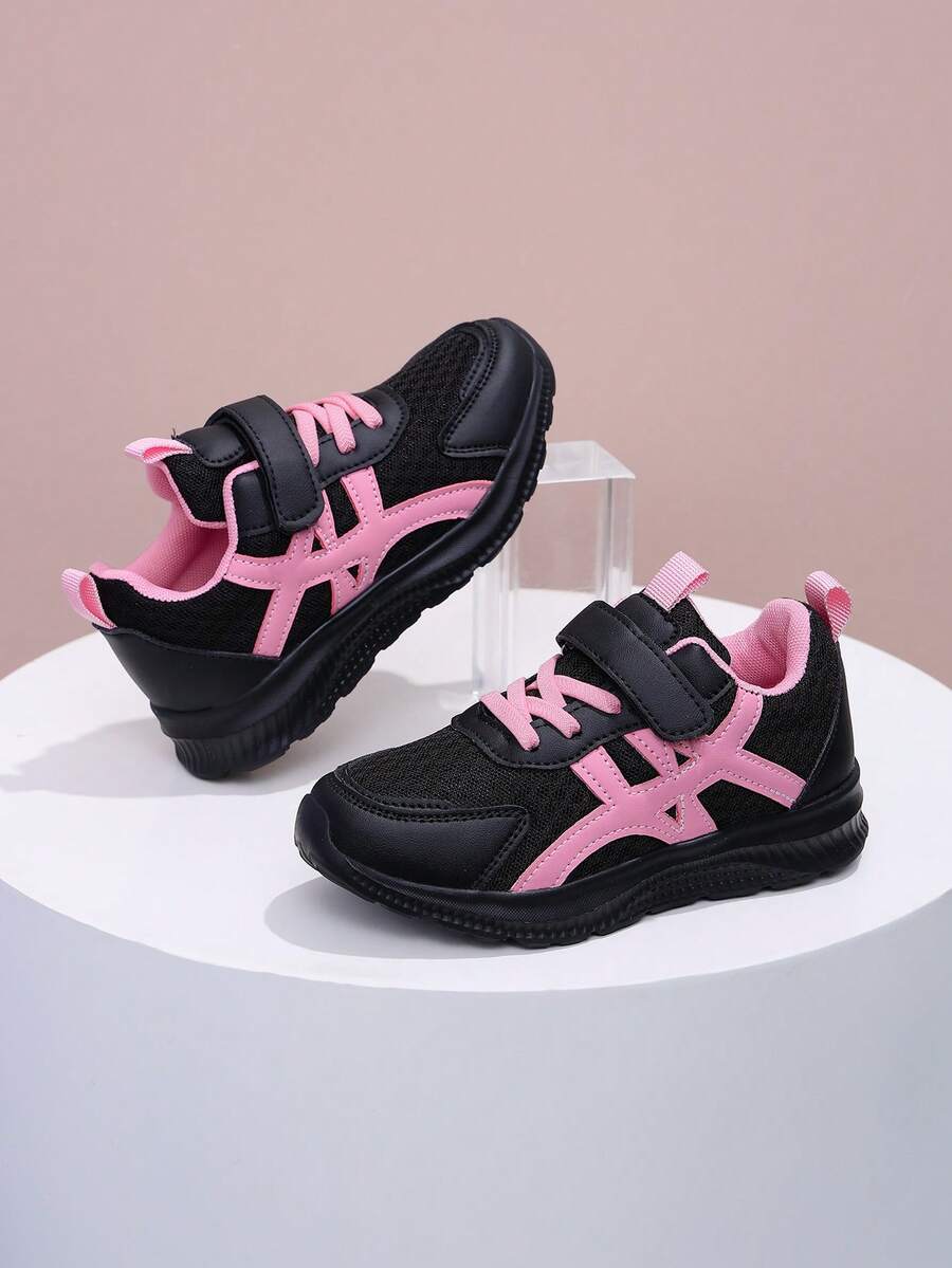 1 Pair Kids Black & Purple Butterfly Embroidered Sports Shoes ...