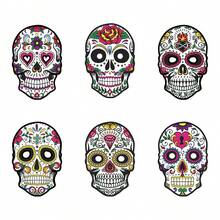 6-teiliges Set bunte Zucker-Schädel-Papier-Gesichtsmasken Tag der Toten & Halloween Party Maskenball Kostümzubehör für Erwachsene & Kinder, perfekt für Tag der Toten Parade, Cosplay & Festival Verkleidung - 6er-Packung - Übersicht 9