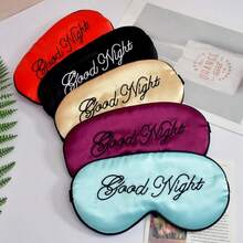 1PC Embroidered Silk Sleep Mask Silk Eye Mask Soft Blackout Blindfold With Adjustable Strap Sleeping Eye Cover Mask For Travel - A - View 3