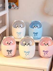Mini Minimalist Desktop Trash Can, Recycling Container, Pretty Round Waste Basket, Creative Plastic Waste Storage Box, Practical Kitchen Set, Cute Appearance Large Opening Desktop Plastic Trash Can With Removable Lid, Convenient For Disposing Trash, Suitable For Bedroom Nightstand, Desk, Living Room Coffee Table, Computer Desk, Etc., Back To School Gift For Teachers And Classmates - Multicolor - View 3