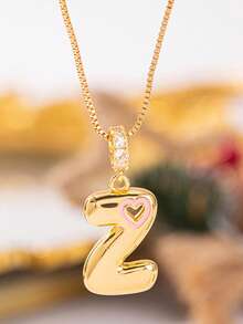 1件時尚簡約女款項鍊，附26字母吊墜（A-Z大寫字母），適合日常配戴，中性款，可作為送給朋友的禮物 - 彩色 - 查看 7