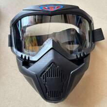 1pc Vintage Motorcycle Riding Face Mask Tactical Protective CS Mask Windproof Sandproof Dustproof Goggles - Multicolor - View 6