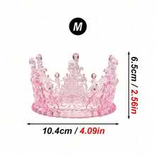 1pc White/Pink/Blue Hollow Faux Crystal Crown Cake Topper, Elegant Goddess Birthday Wedding Cake Decor, Multi-Size Plastic Crown Cake Ornament, Valentine's Day Anniversary Dessert Baking Decoration, Birthday Cake Accessory - Crown Cake Ornament - View 5