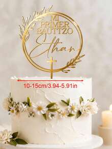 Personalized Christening Cake Topper With Floral Wreath / Custom Christening Cake Topper / Boho Style Floral God Bless Cake Topper / First Holy Communion - C-cake Label B - View 8