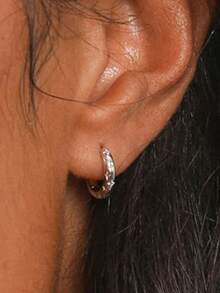 1 Pair Romantic Cubic Zirconia Hoop Earrings, Designed For Women, Suitable For Weddings, Engagements, Anniversary Parties, Valentine's Day Gift - Silver - View 4
