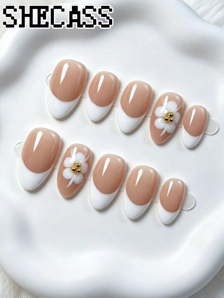 Shetips 10片手工穿戴甲 短款夏季度假畢業派對美甲貼片 - 彩色 - 查看 1