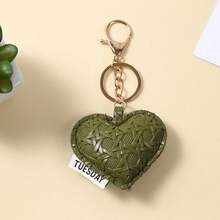 1pc Neutral Woven Heart-Shaped Leather Keychain, Cute Bag Charm, Versatile Accessory For Back To School Season - Multicolor - View 8