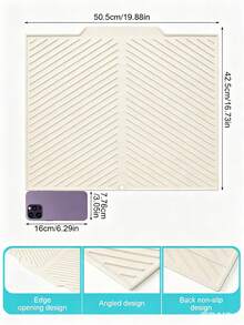 1pc Silicone Dish Drying Mat - Foldable Heat-Resistant Multifunctional Kitchen Drainer Mat, Suitable For Tableware And Utensils - Grey - View 20