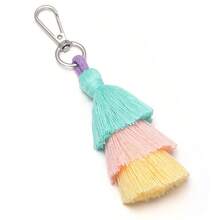 1pc/Pack Tassel Keychain 14.5cm Gradient Color Three-Layer Tassel Christmas Tree Pendant Phone Charm Decoration Handmade DIY Clothing Accessories Bag Jewelry Parts - Tassel Keychain - View 18