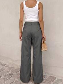Women's Solid Color Casual Versatile Daily Wear Long Pants - Dark Grey - View 6