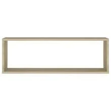 vidaXL Wall Shelf, Set Of 2, Wall-Mounted Shelf, Wall Storage With Ample Space For Books And Awards, Cube Shelf, Hanging Shelf, Bookshelf, Light Oak/Khaki Wood Composite - Light Oak Khaki - View 6