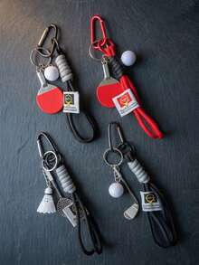 Creative Badminton Golf Ping Pong Keychain, Exquisite Sports Bag Charm, Wallet Pendant - Multicolor - View 1