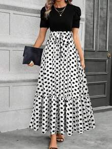 Women Long Dresses - Black and White - View 1