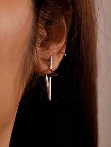 1/8 Pairs Neutral Gothic Decadent Emo Punk Y2K Korean Style Tassel Chain Water Drop Star Moon Pendant Huggie Earrings Gift - Silver - View 7