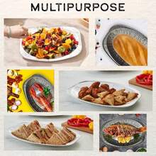 1/10pcs Heavy Duty Disposable Aluminum Trays, Stackable, Durable And Sturdy Rectangular Food Containers, Suitable For Grilling, Cooking, Baking, Outdoor, Party And Holiday Use Kitchen Gadgets! - Multicolor - View 5
