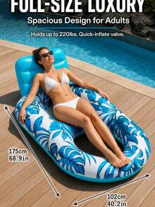 Inflatable Pool Floats Lounger Adult For Swimming Pool, Pool Float Lounge Raft Floaties Water Floating Recliner Chair With Cup Holders Foot Rest Swimming Floaty Hammock For Beach Swim Party (Random Color/Style) - Multicolor - View 5