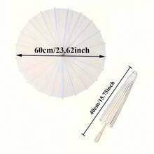 1pc White Paper Umbrella, Manual Opening, Suitable For Wedding Bride Decoration Prop, Photography Prop, Wedding Supplies, Sun Protection, Sturdy Wind-Resistant Handle, Wedding Accessories, Outdoor Decor, Dance Prop - Multicolor - View 5